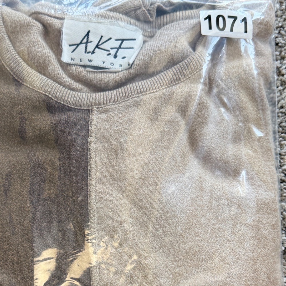 AKF New York Vintage Brown Colorblock Cotton Sweater Womens Medium Made in USA - Picture 7 of 7